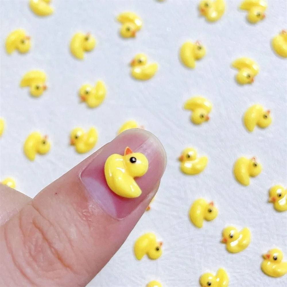 3D Yellow Duck Nail Charms 10-Pack | Kawaii DIY Nail Art Nail Art Charms QXL