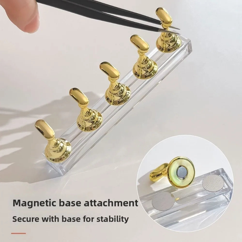 5-Pack Magnetic Nail Art Tip Holder Stand | Crystal Base Nail Tip Holder Stand QXL