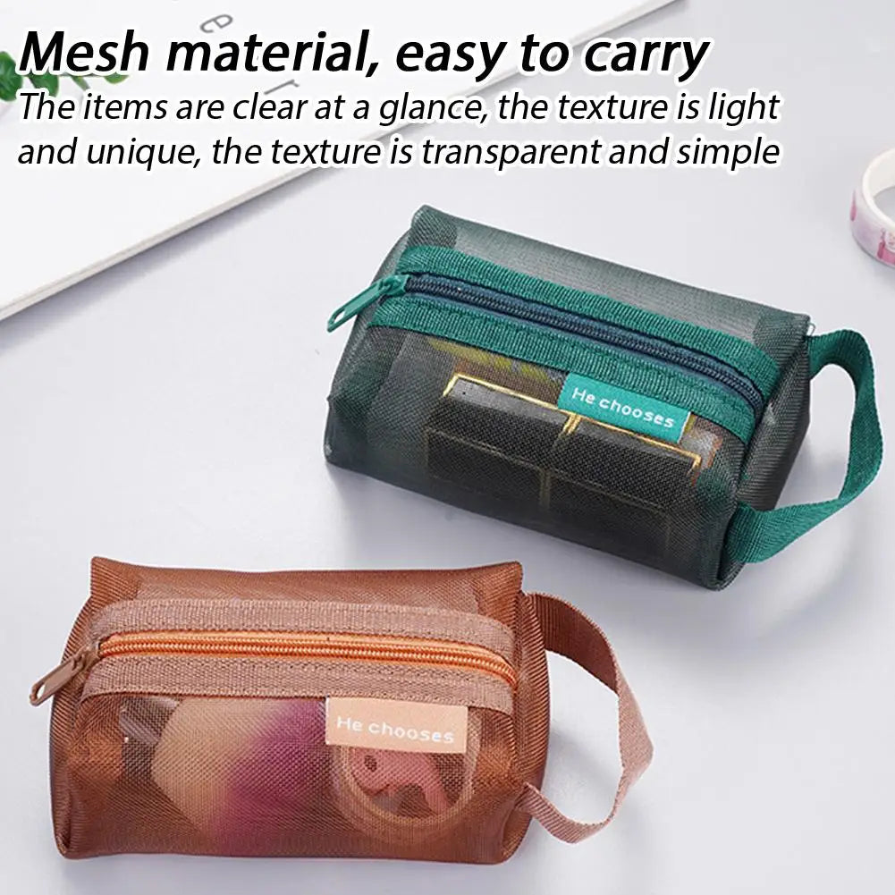 Small Square Mesh Zipper Pouch | Travel Storage Bag Mesh Zipper Pouch QXL