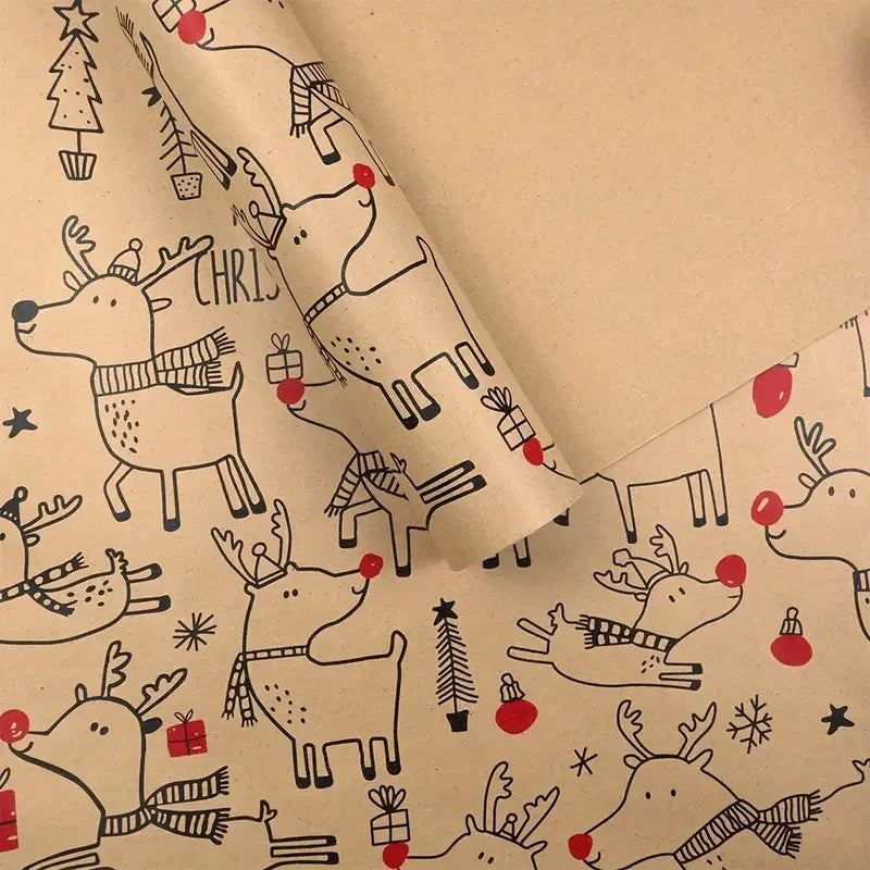 Vintage Reindeer Wrapping Paper Extra Large Roll | Xmas Gift Gift Wrapping Paper QXL