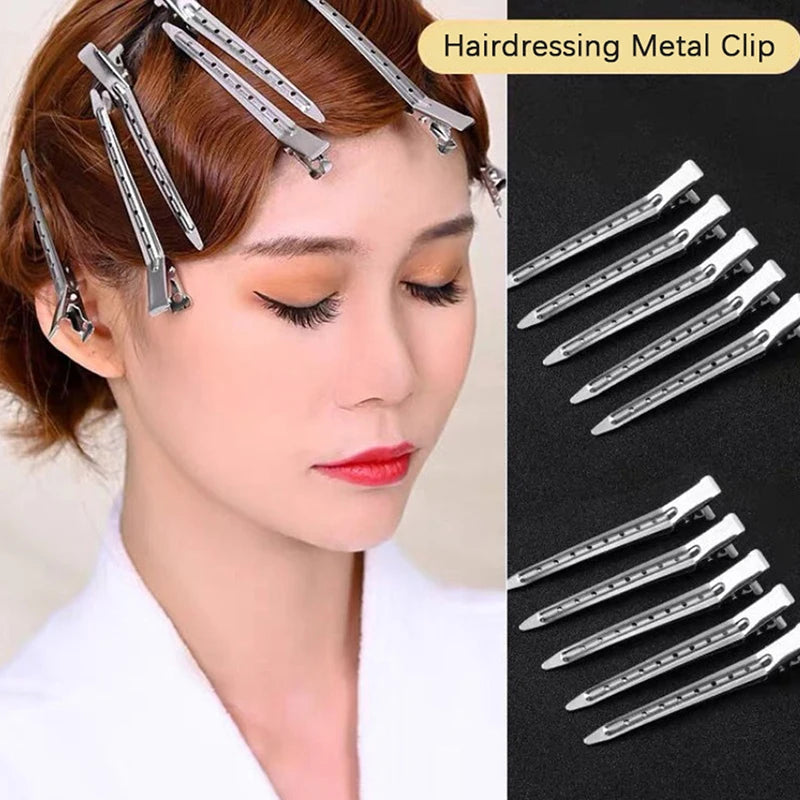10-Pack Stainless Steel Hair Sectioning Clips | Barber Styling Hair Sectioning Clips QXL onesize