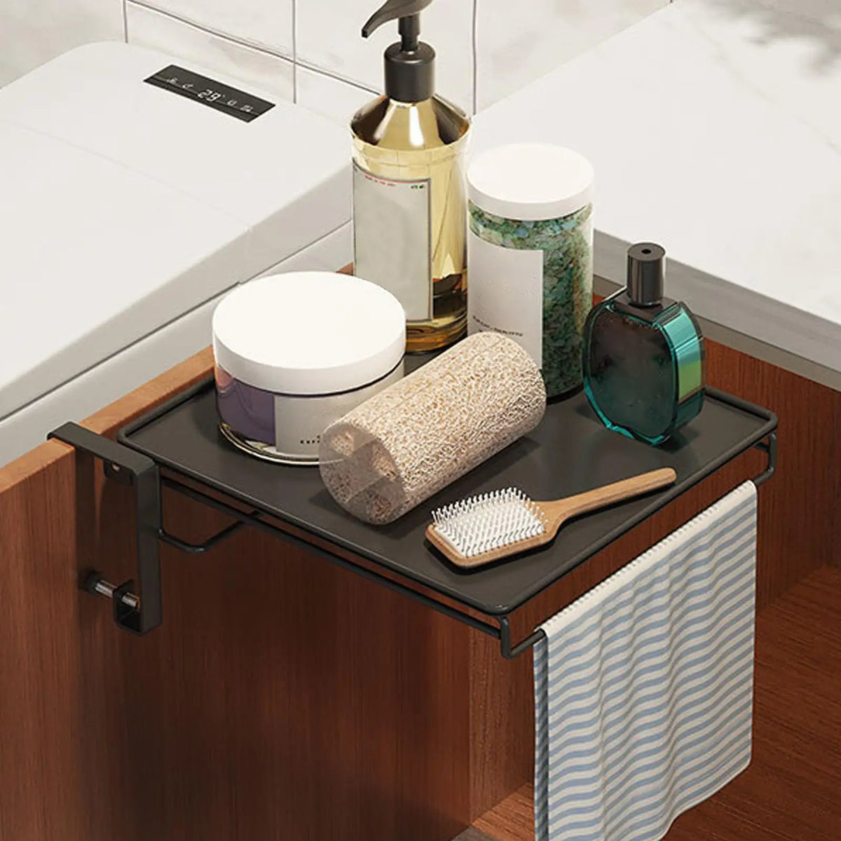 Foldable Cabinet Door Shelf & Towel Rack | Kitchen Space Saver Foldable Cabinet Shelf QXL