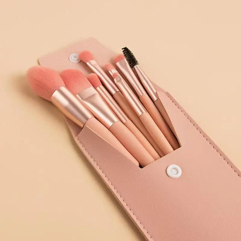 8-Piece Makeup Brush Set with PU Case | Soft Synthetic Bristles Makeup Brush Set QXL one size A1
