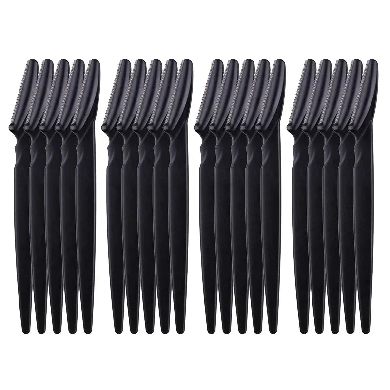 20-Pc Eyebrow Trimmer & Face Razor Set | Hair Shaping Kit Eyebrow Razor Set QXL M7 20pcs black
