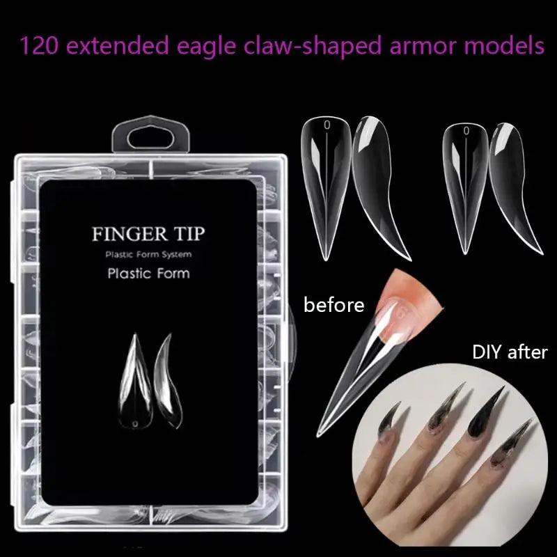 140-Pc Stiletto Curved Dual Nail Forms | Cat's Claw Molds Nail Extension Forms QXL