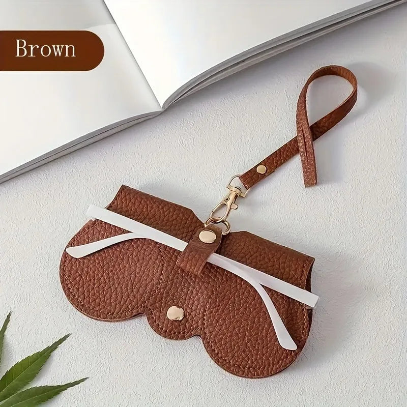 PU Leather Glasses Pouch | Retro Sunglasses Clip Case Eyewear Storage Case QXL Brown