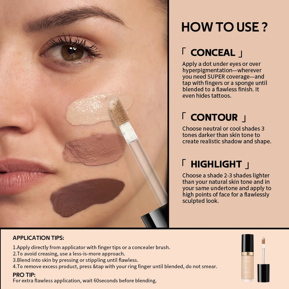 ibcccndc Full Coverage Concealer – Oil-Free Long-Wear Matte Liquid Concealer QXL