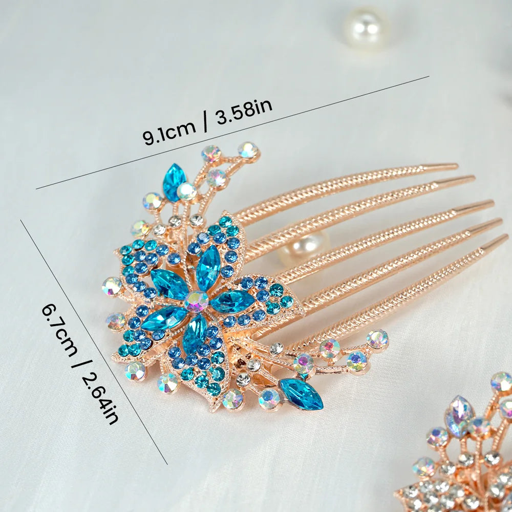 Crystal Rhinestone Flower Hair Comb | Elegant Women's Accessory Rhinestone Hair Comb QXL