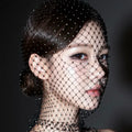 Rhinestone Fishnet Balaclava | Crystal Mesh Head Wrap Rhinestone Head Wrap QXL BLACK 1PCS