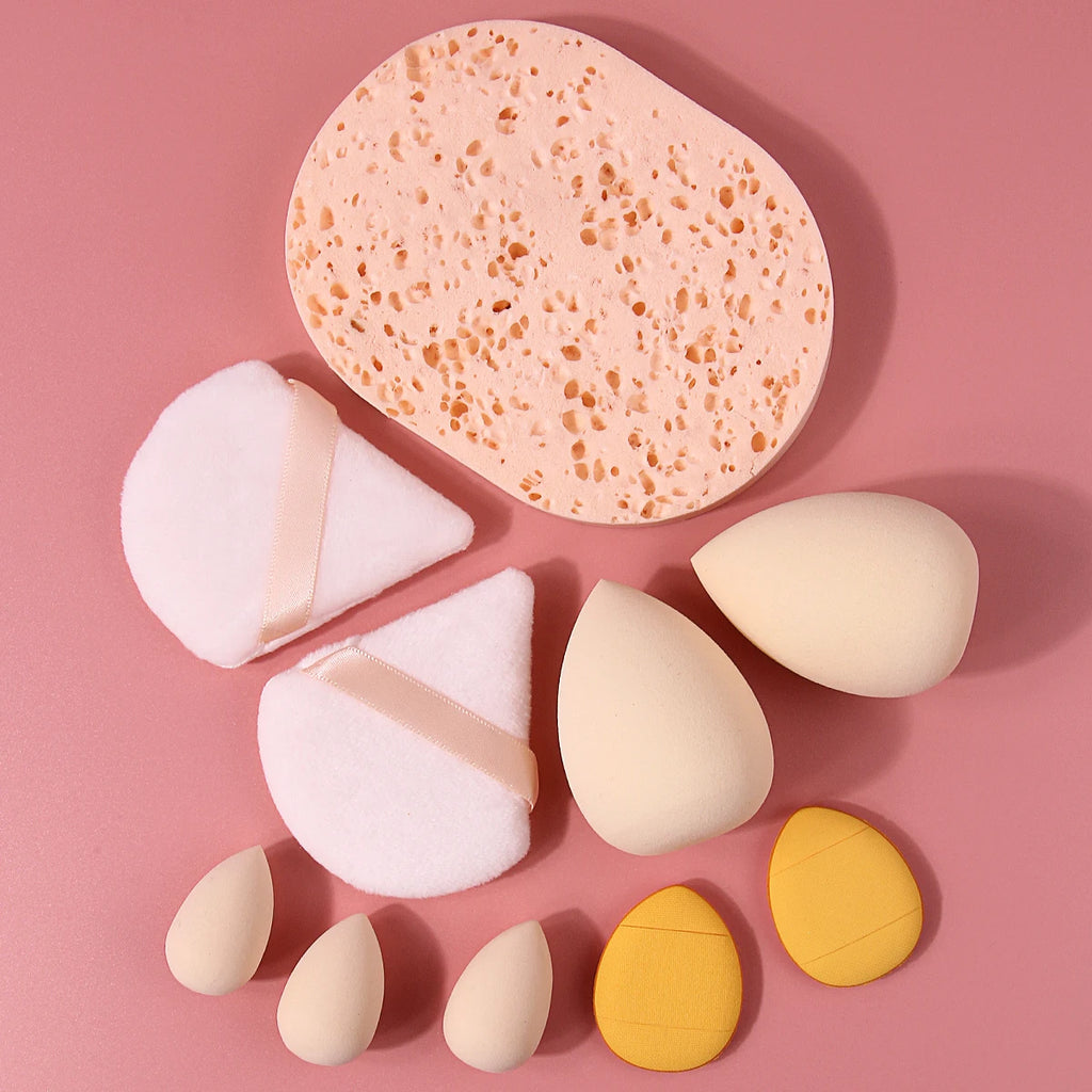KOSSHOW 10-Pc Makeup Sponge & Powder Puff Set | All-in-One Kit Makeup Sponge Set QXL
