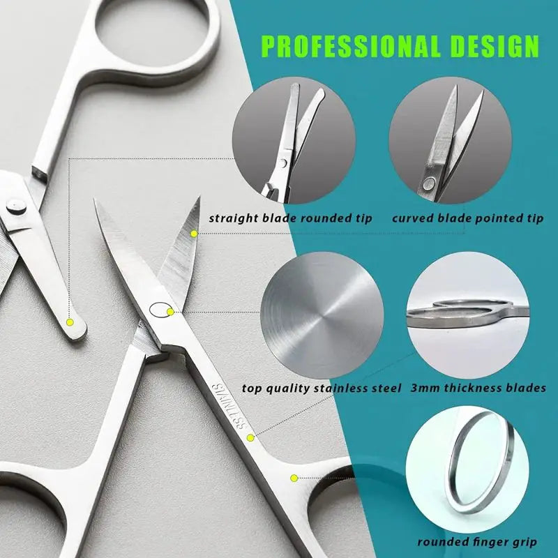 Stainless Steel Eyebrow, Nose & Beard Trimming Scissors Grooming Scissors QXL