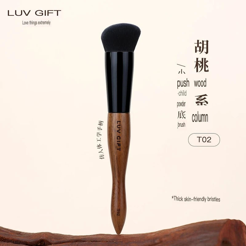 Walnut Wood Foundation Brush | Non-Absorbent Wool Fiber T02 Foundation Makeup Brush QXL