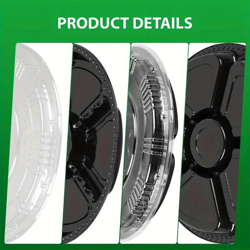 Round Plastic Appetizer Tray with Lid | Snack & Fruit Platter Appetizer Serving Tray QXL