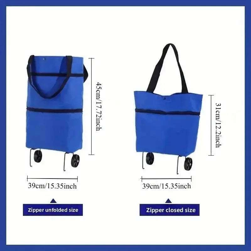 Heavy-Duty Foldable Shopping Cart | Wheeled Grocery Trolley Foldable Shopping Cart QXL