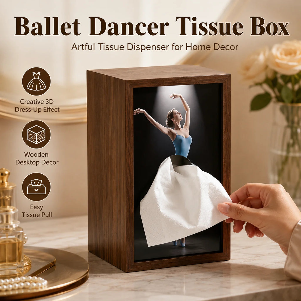 3D Ballerina Tissue Box | Dancing Girl Desktop Decor Decorative Tissue Box QXL