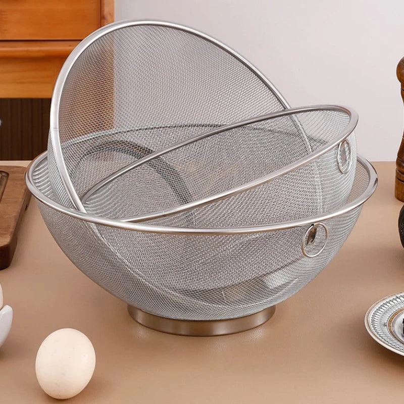Stainless Steel Colander Drain Basket & Fine Mesh Strainer Kitchen Colander Strainer QXL