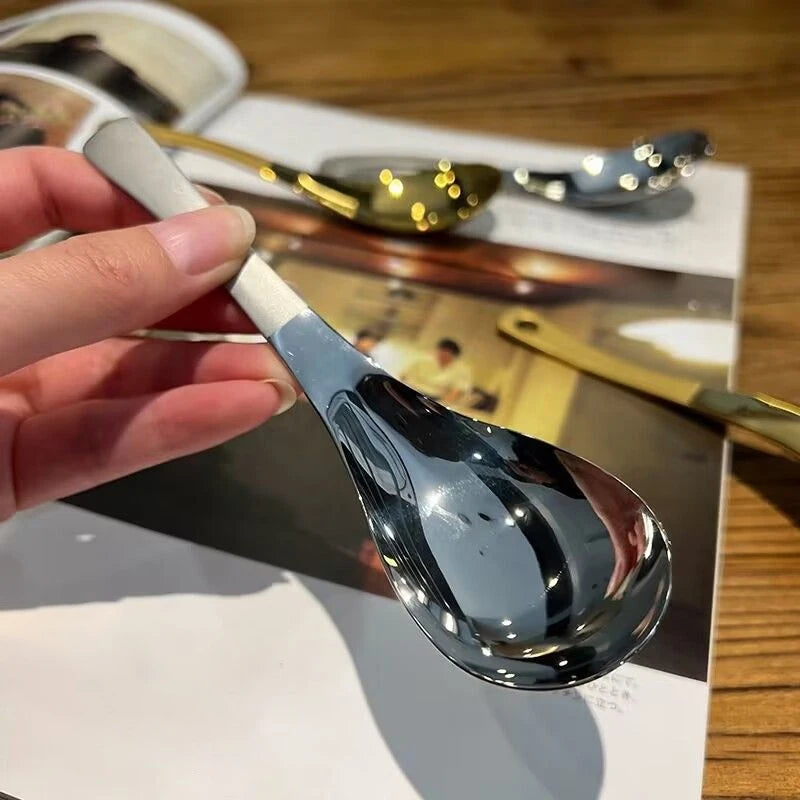 Mirror Polished Stainless Steel Soup & Coffee Spoon | Gold Silver Flatware Spoon QXL Silver