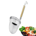 Stainless Steel Mesh Strainer Basket with Wood Handle Mesh Strainer Basket QXL Light Grey