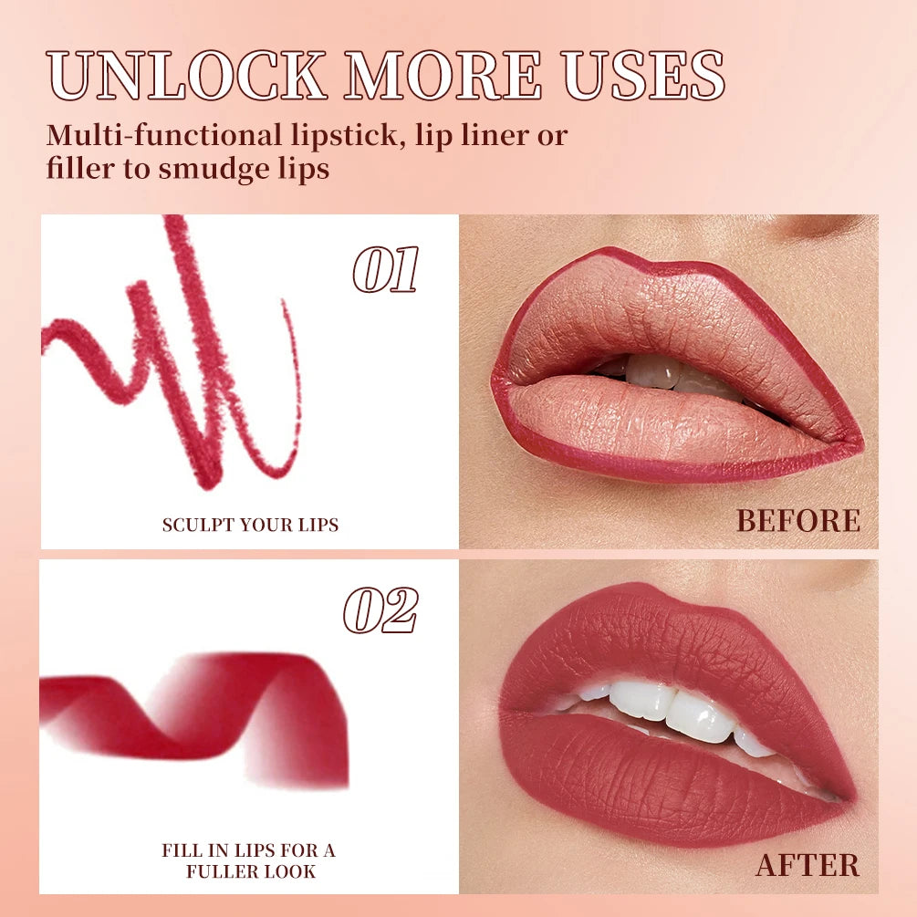 QIBEST Matte Nude Lip Liner | Waterproof Long-Lasting Lip Stain Matte Lip Liner QXL
