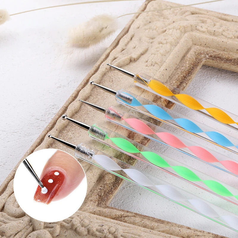 Crystal Beaded Nail Dotting Pens – 5-Piece Dual-End Set Nail Dotting Pen Set QXL