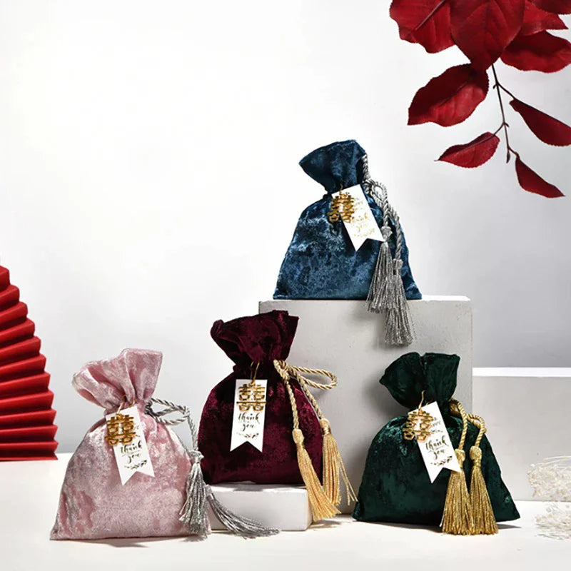 Velvet Drawstring Tassel Gift Bags | Wedding & Jewelry Pouches Velvet Gift Pouch QXL