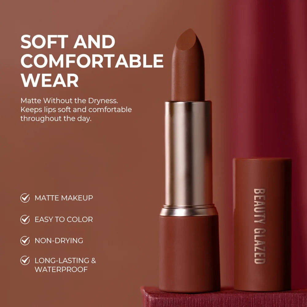 Barely Matte Cocoa Lipstick | Waterproof & Long-Lasting Matte Lipstick QXL