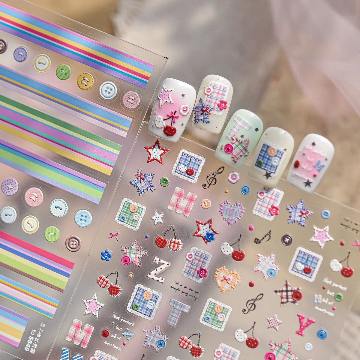 5D Nail Art Stickers – Stripes, Hearts, Stars & Rainbow Decals Nail Art Stickers QXL