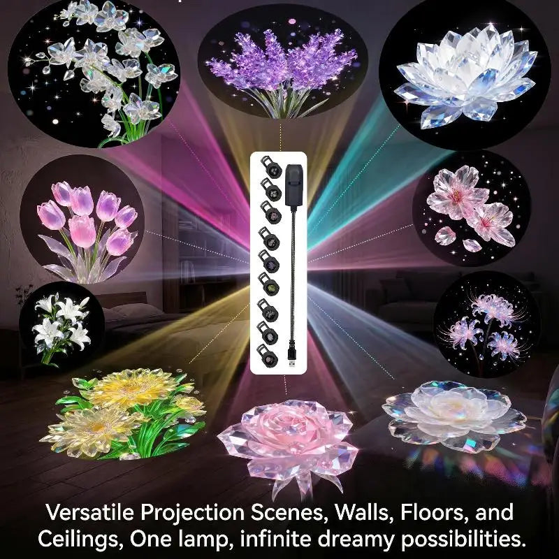 10 Floral LED Projection Night Light | Ceiling & Wall Lamp LED Projection Lamp QXL
