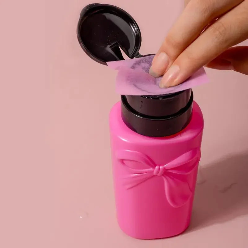 Bow Push-Down Pump Dispenser | Refillable Nail & Makeup Bottle Pump Dispenser Bottle QXL
