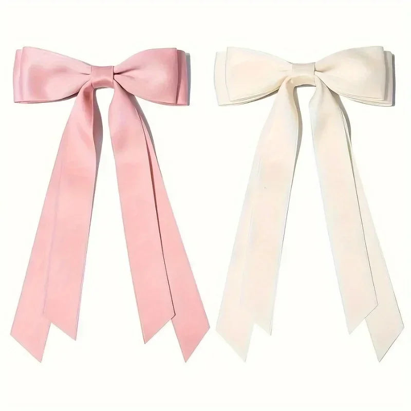 4-Pack Double-Layer Ribbon Bow Hair Clips | Ballet Style Ribbon Bow Hair Clip QXL