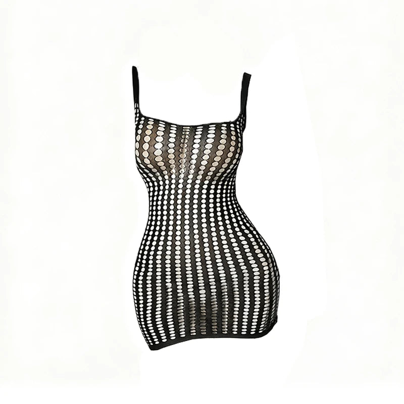 Women's Sheer Mesh Hollow-Out Bodysuit Lingerie Onesie Lingerie Bodysuit QXL