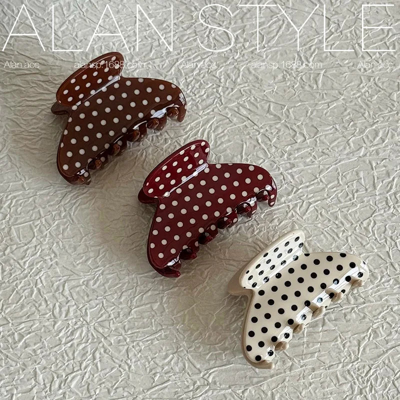 Korean Polka Dot Acetate Hair Claw Clip | Medium Shark Clip Hair Claw Clip QXL