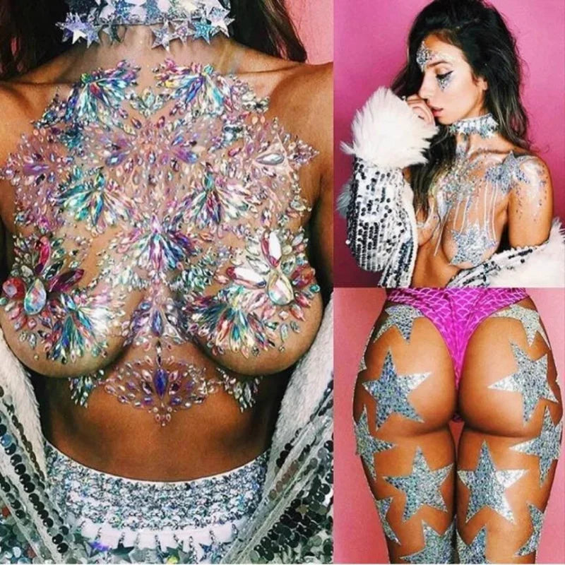 3D Rhinestone Face Jewels & Crystal Body Art Stickers Face Jewel Stickers QXL