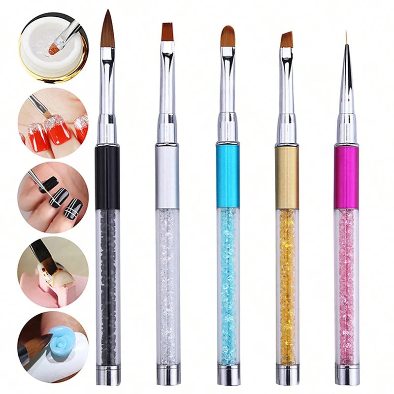Acrylic Nail Art Liner Brush | Stripe & Flower Drawing Pen Nail Art Brush QXL
