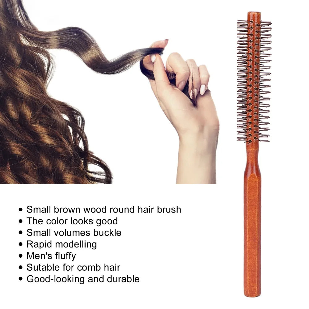 Wooden Round Hair Brush | Nylon Bristles for Blow Drying Round Hair Brush QXL