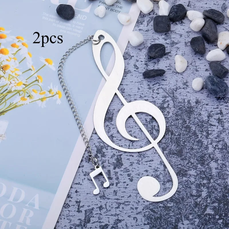 Musical Note Bookmark with Heart Charm | Gift for Music Lovers Decorative Bookmark QXL 2pcs
