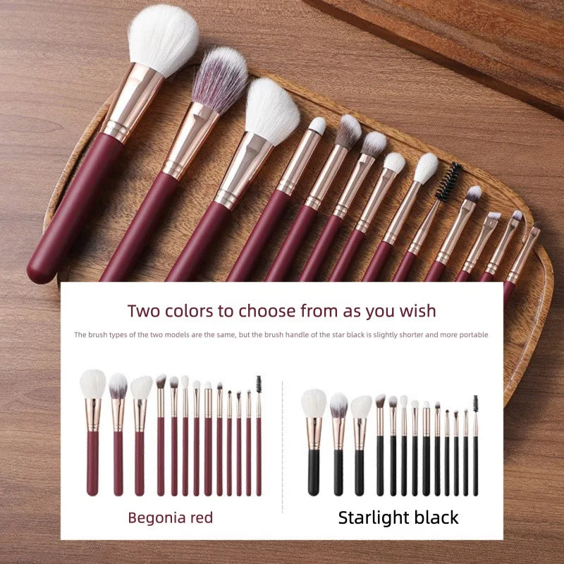 13-Piece Goat Hair Makeup Brush Set – Eyeshadow & Blush Makeup Brush Set QXL