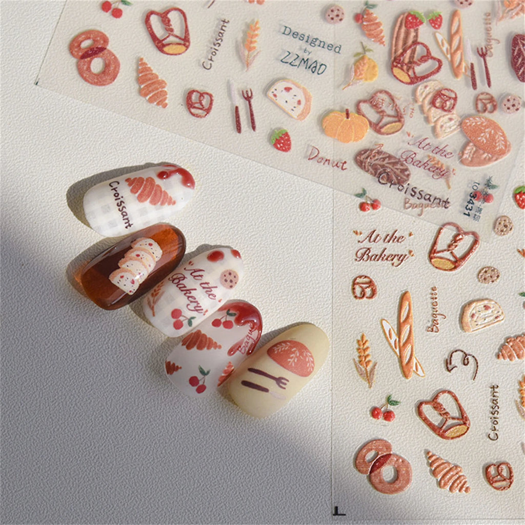 5D Kawaii Nail Stickers – Autumn Picnic Self-Adhesive Decals Nail Art Stickers QXL