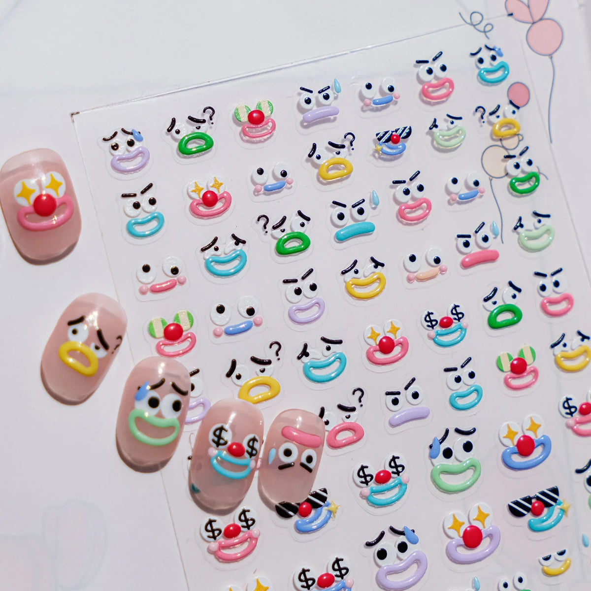 5D Funny Face Nail Art Stickers | Cartoon Expression Decals Nail Art Stickers QXL
