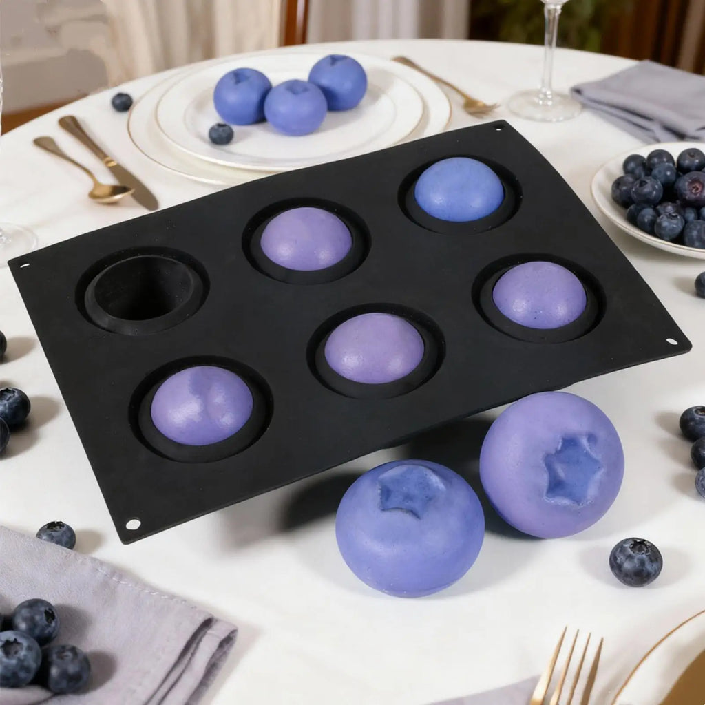 6-Cavity Blueberry Silicone Baking Mold | Muffin & Cake Pan Silicone Baking Mold QXL