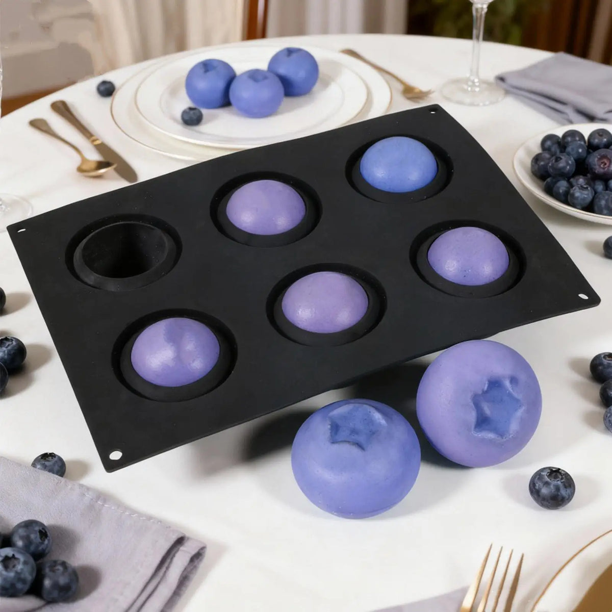 6-Cavity Blueberry Silicone Baking Mold | Muffin & Cake Pan Silicone Baking Mold QXL