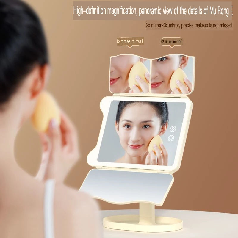 LED Lighted Makeup Mirror | 3-Color Magnifying Beauty Mirror Lighted Makeup Mirror QXL