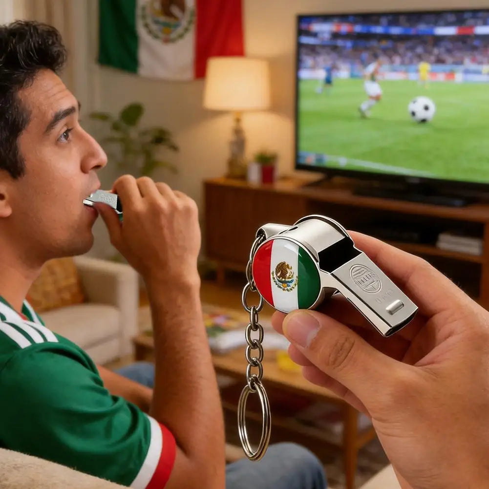 2026 World Cup Football Whistle Keychain | Metal Fan Keyring Sports Fan Keychain QXL