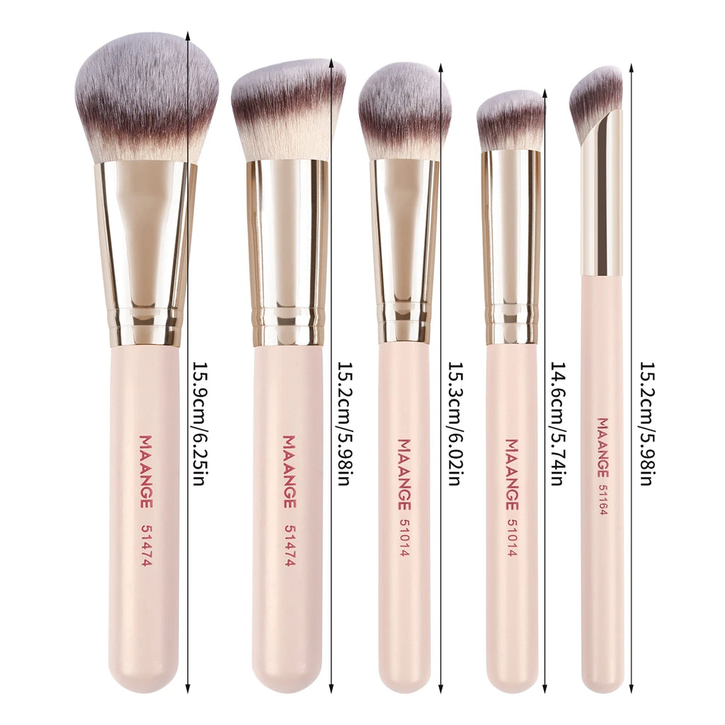 MAANGE 5-Piece Makeup Brush Set | Foundation, Powder & Blush Makeup Brush Set QXL