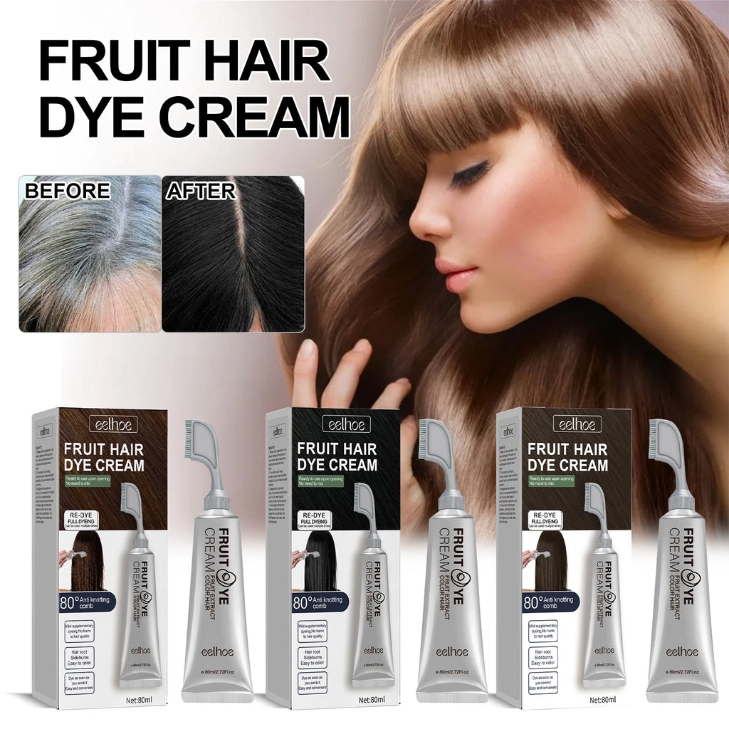 EELHOE Natural Plant-Based Hair Dye Cream | Gray Coverage Hair Dye Cream QXL