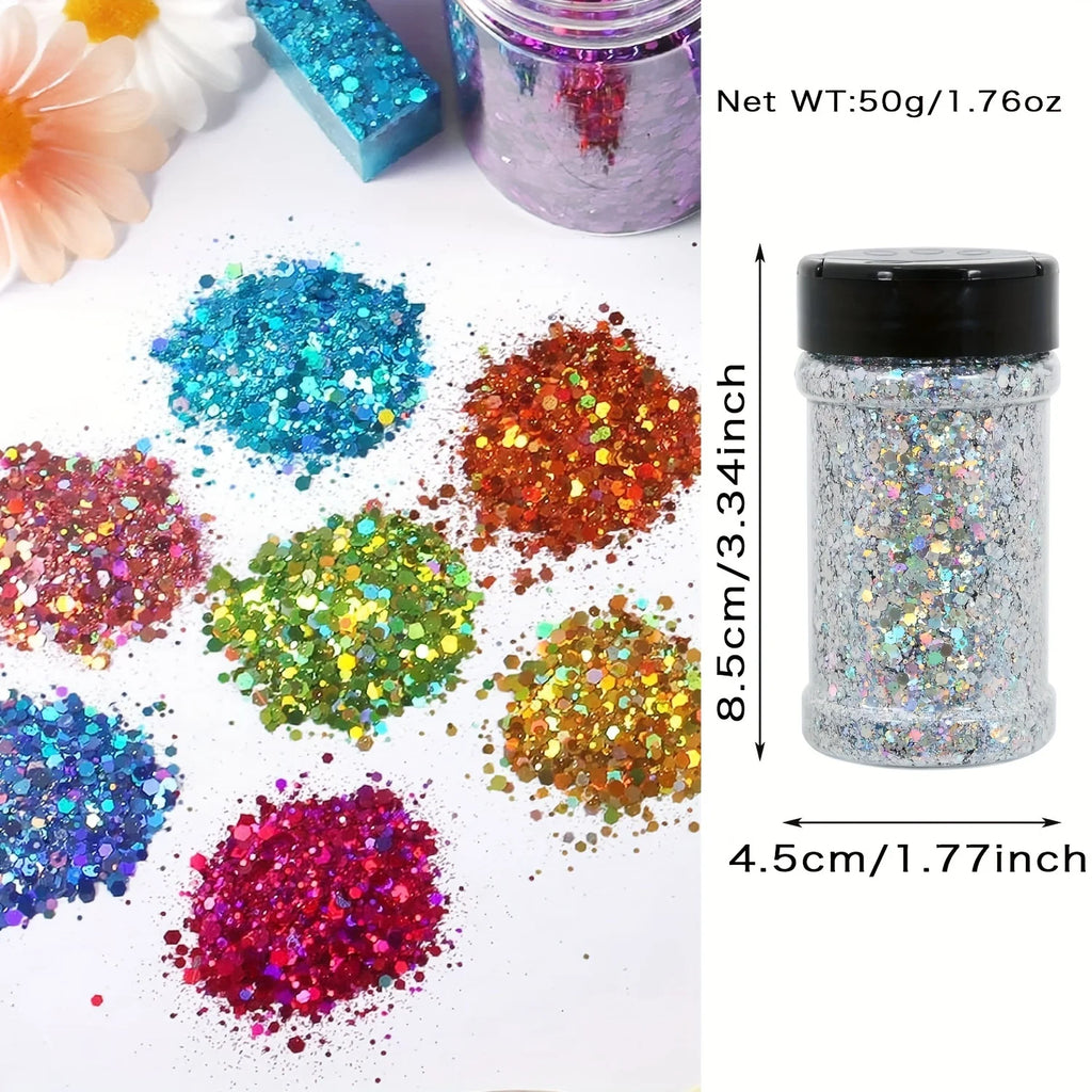 Holographic Chunky Glitter Sequins 50g | Mixed Laser Sparkle Flakes Body Glitter Sequins QXL