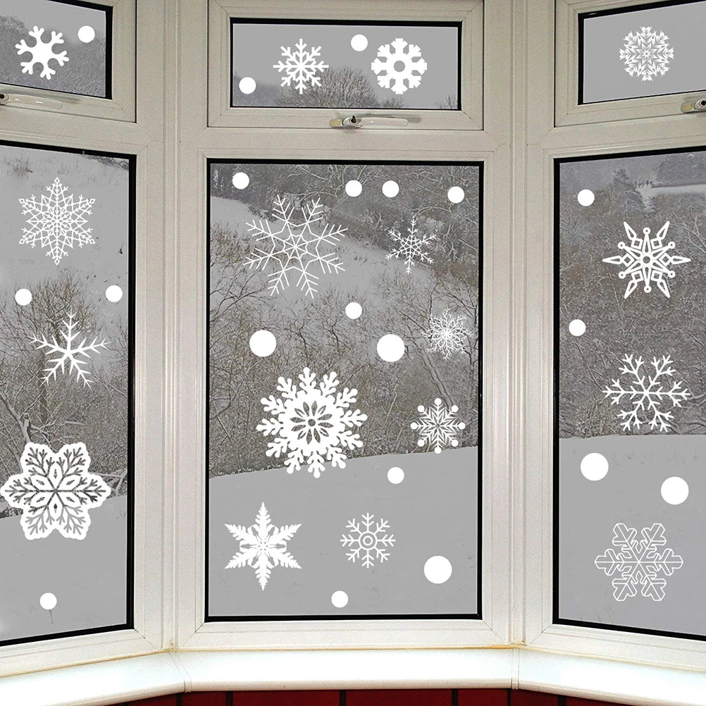 37-Pc Christmas Glitter Snowflake Window Clings & Static Decals Window Cling Decals QXL