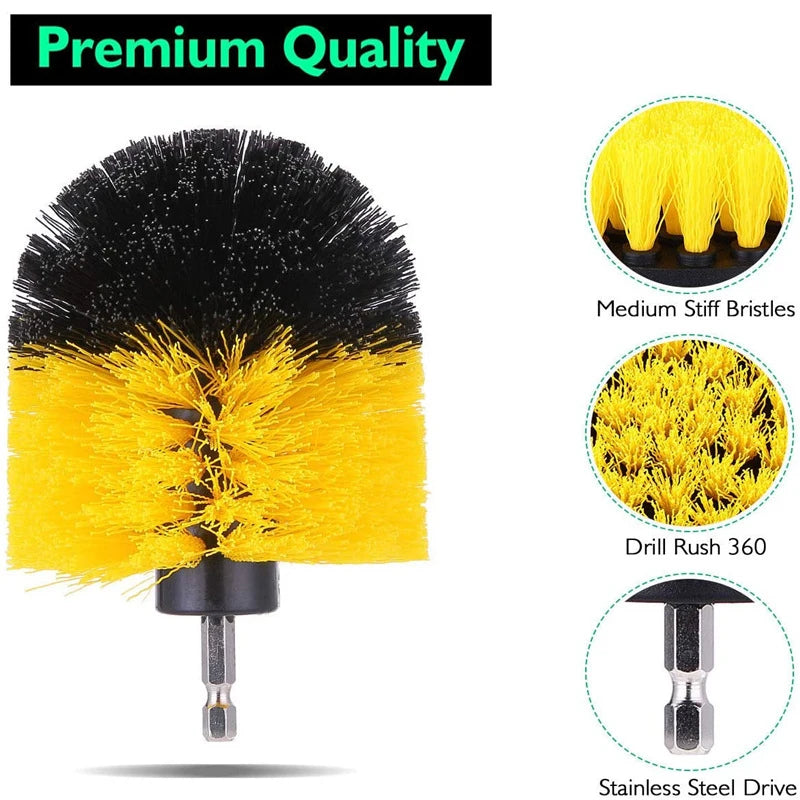 Drill Scrubber Brush Kit 3–5pc | Grout, Tub & Car Cleaning Drill Scrubber Brush Kit QXL