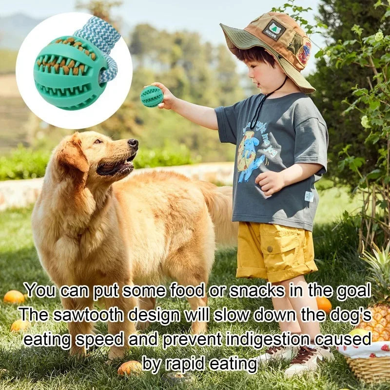 Rubber Dog Ball with Rope – Treat-Dispensing Interactive Toy Interactive Dog Toy QXL