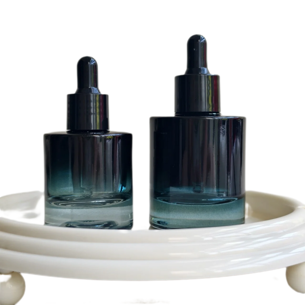 Gradient Teal Glass Dropper Bottle 30ml 50ml | Refillable Serum Vial Glass Dropper Bottle QXL 50ml